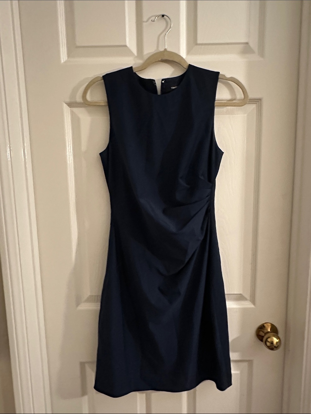 Theory Navy Sleeveless Midi Sheath Dress